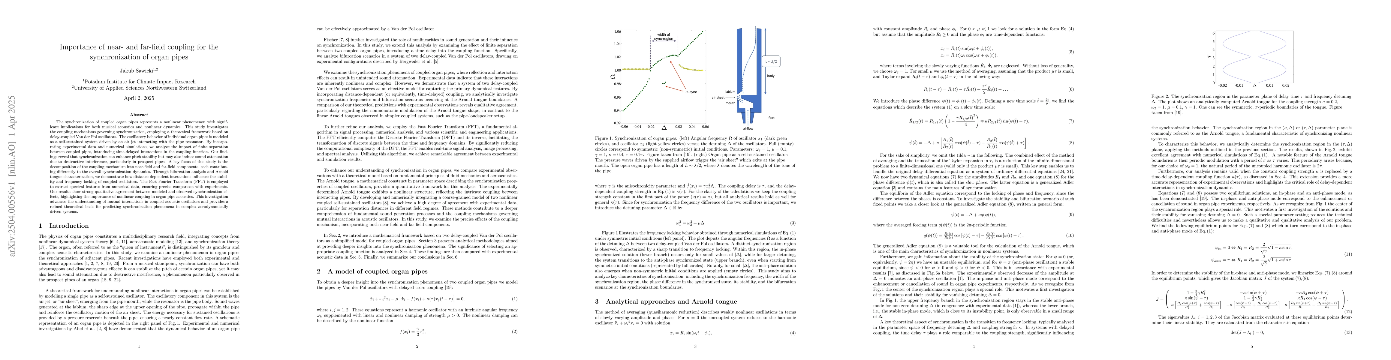 Thumbnail for Importance of near- and far-field coupling for the synchronization of
  organ pipes