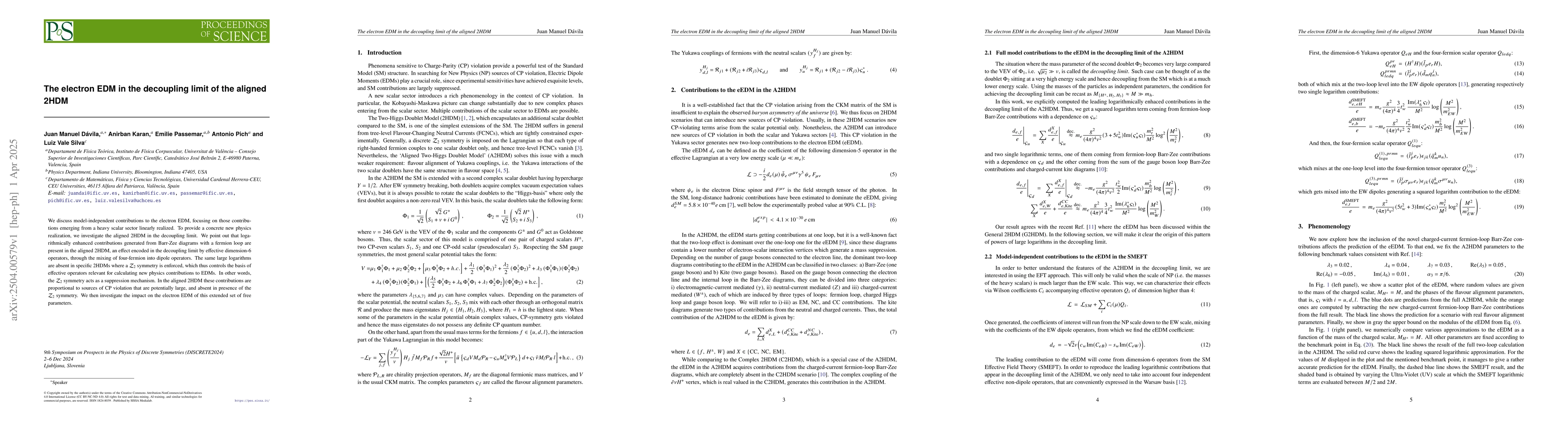 Thumbnail for The electron EDM in the decoupling limit of the aligned 2HDM