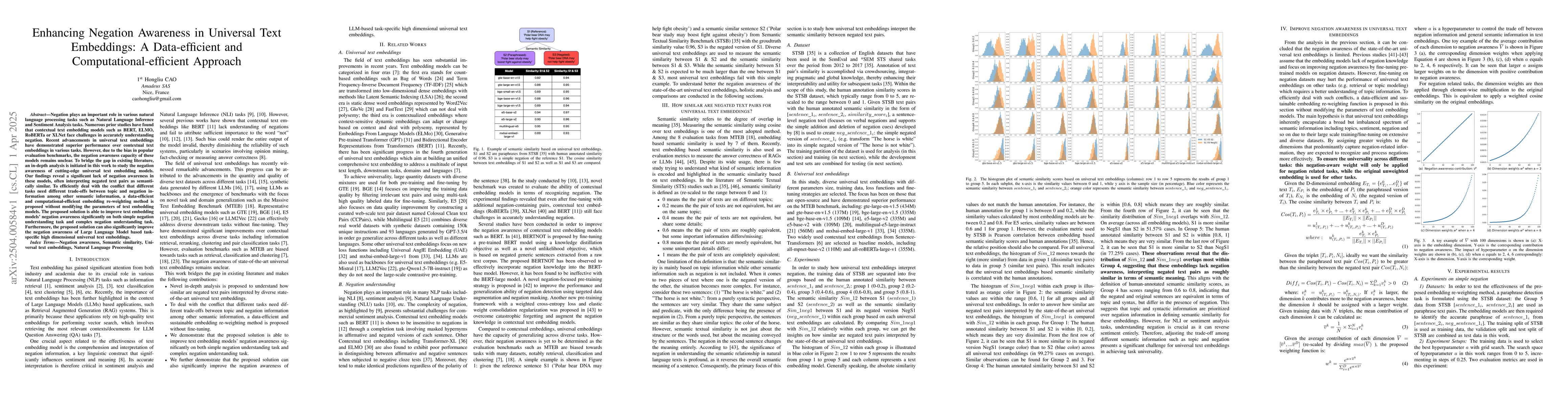 Thumbnail for Enhancing Negation Awareness in Universal Text Embeddings: A
  Data-efficient and Computational-efficient Approach