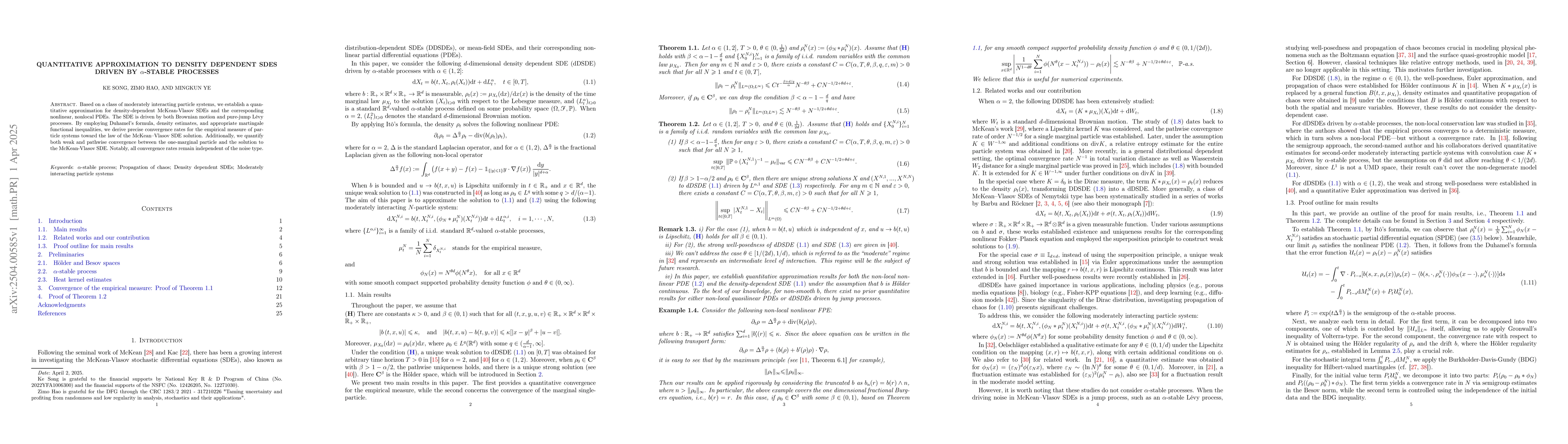Thumbnail for Quantitative approximation to density dependent SDEs driven by
  $α$-stable processes