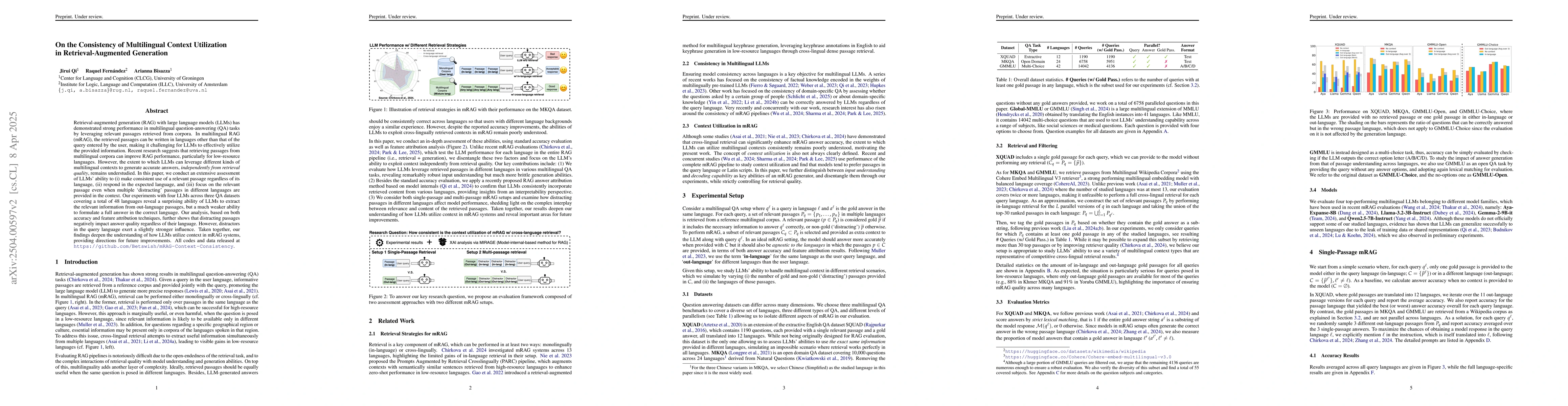 Thumbnail for On the Consistency of Multilingual Context Utilization in
  Retrieval-Augmented Generation