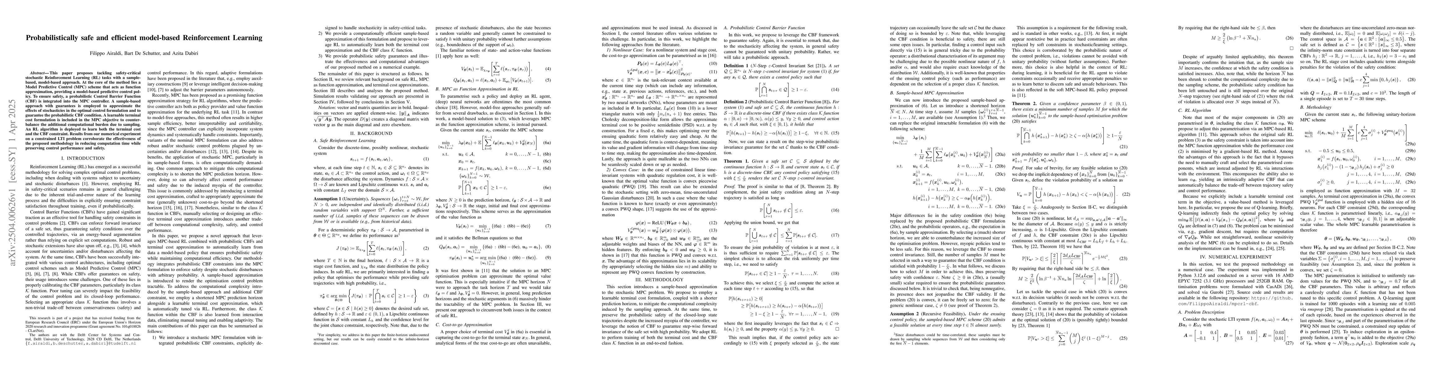 Thumbnail for Probabilistically safe and efficient model-based Reinforcement Learning