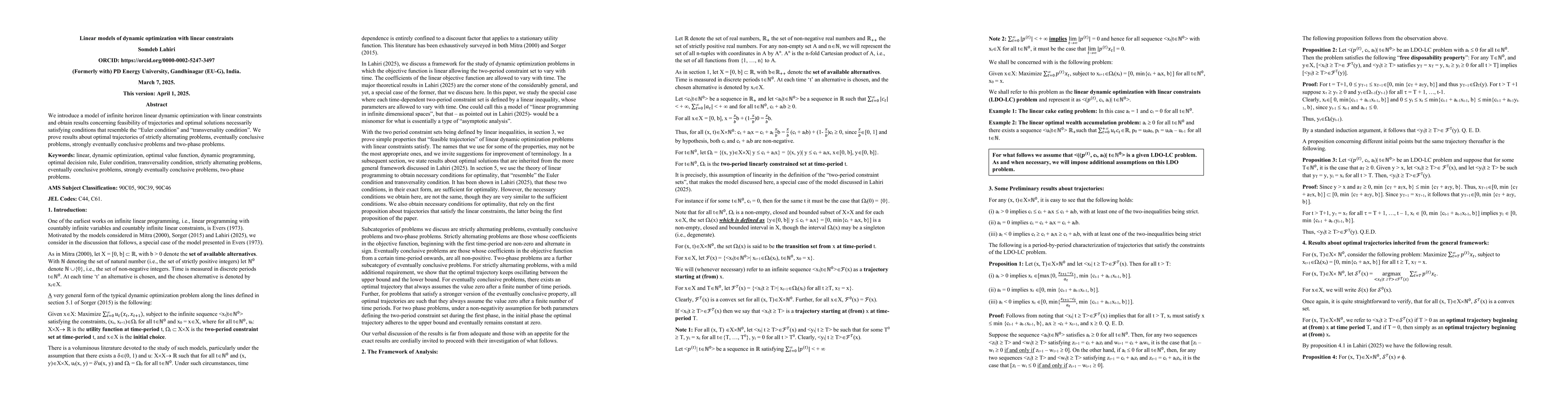 Thumbnail for Linear models of dynamic optimization with linear constraints