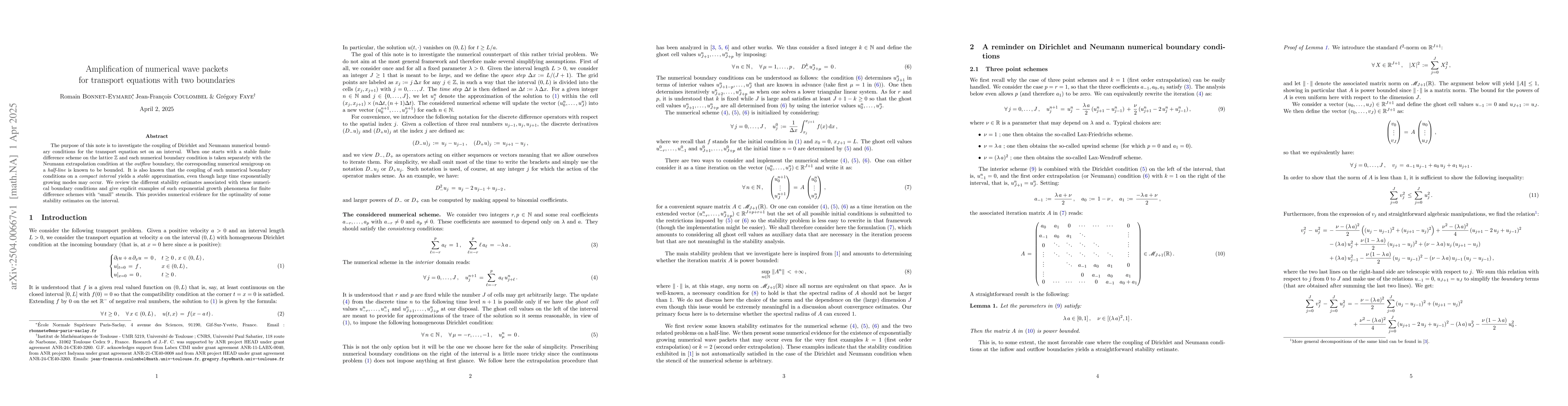 Thumbnail for Amplification of numerical wave packets for transport equations with two
  boundaries