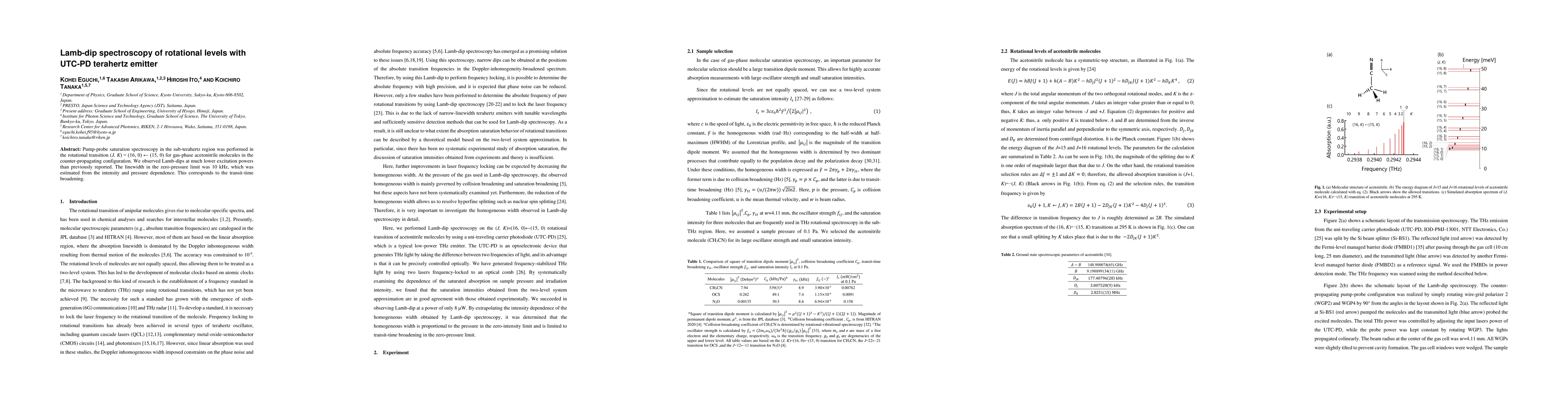 Thumbnail for Lamb-dip spectroscopy of rotational levels with UTC-PD terahertz emitter
