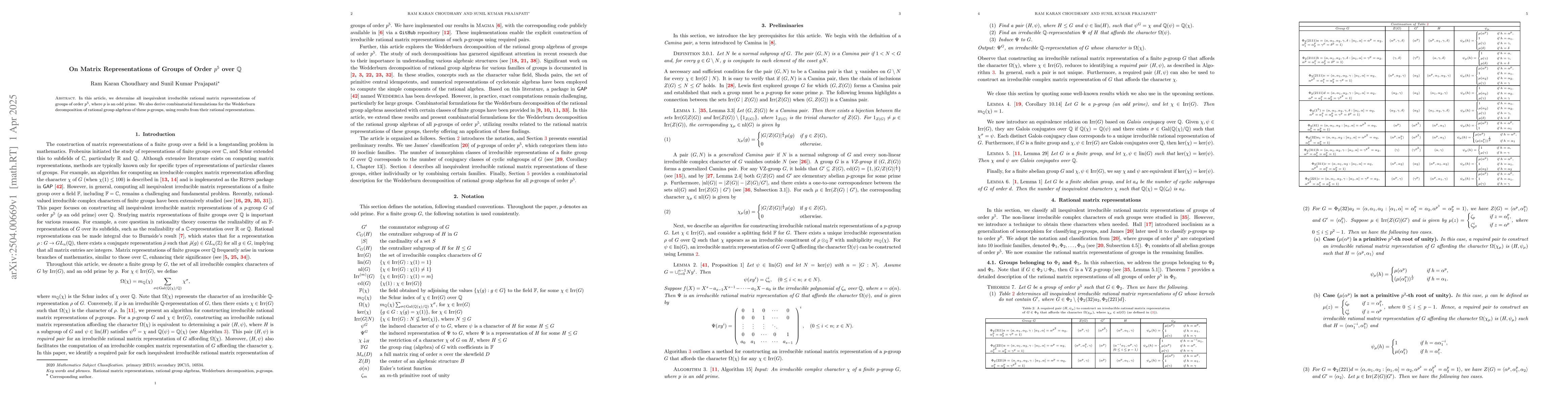 Thumbnail for On Matrix Representations of Groups of Order $p^5$ over $\mathbb{Q}$