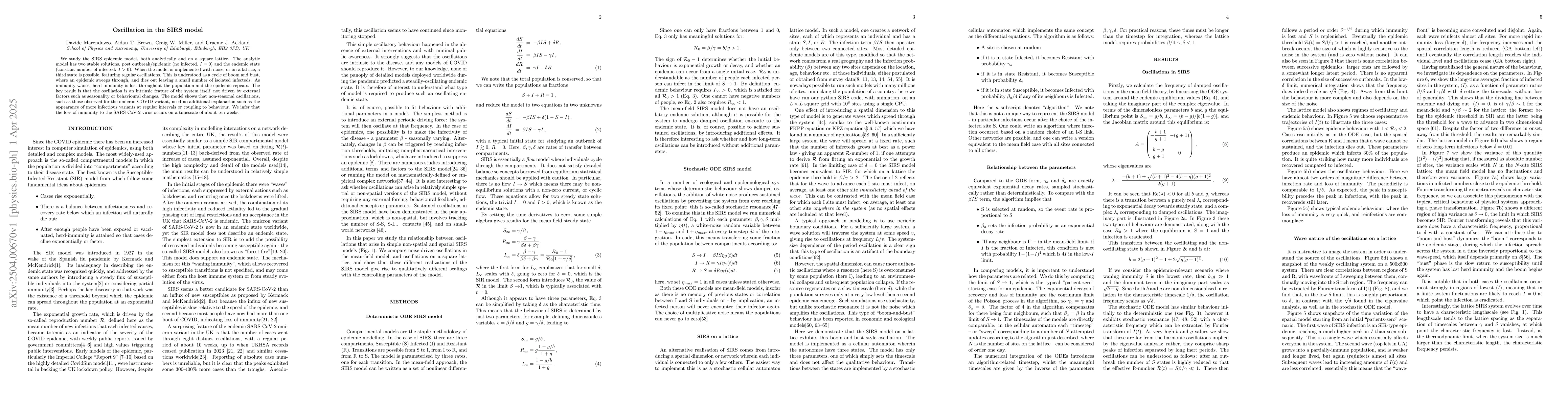 Thumbnail for Oscillation in the SIRS model