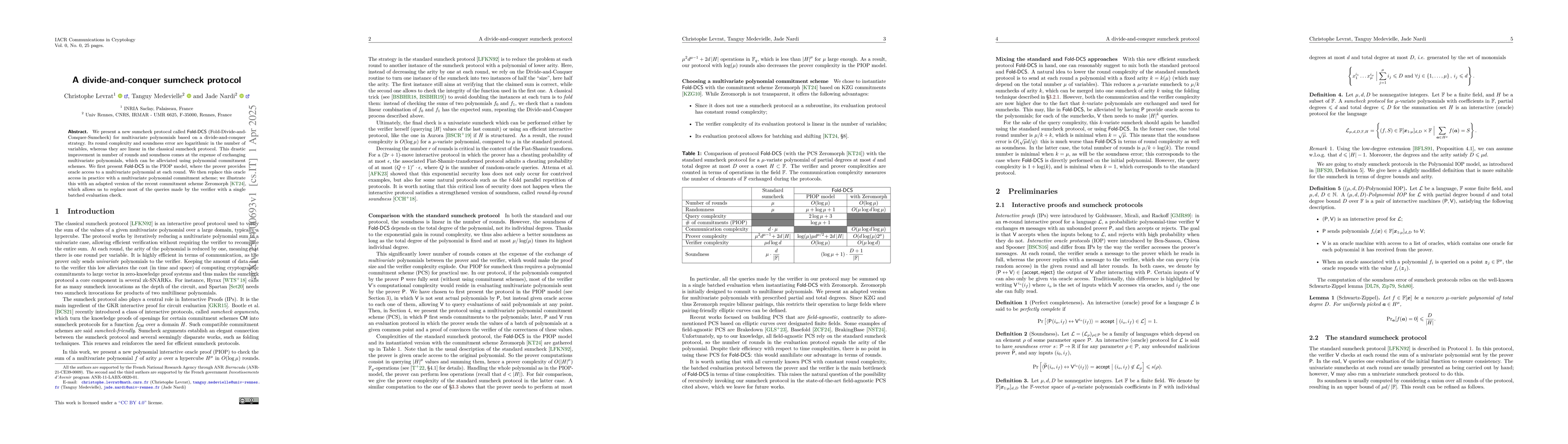 Thumbnail for A divide-and-conquer sumcheck protocol