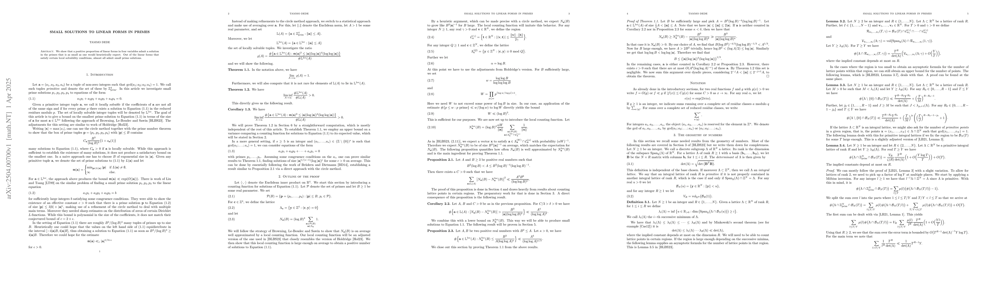 Thumbnail for Small solutions to linear forms in primes