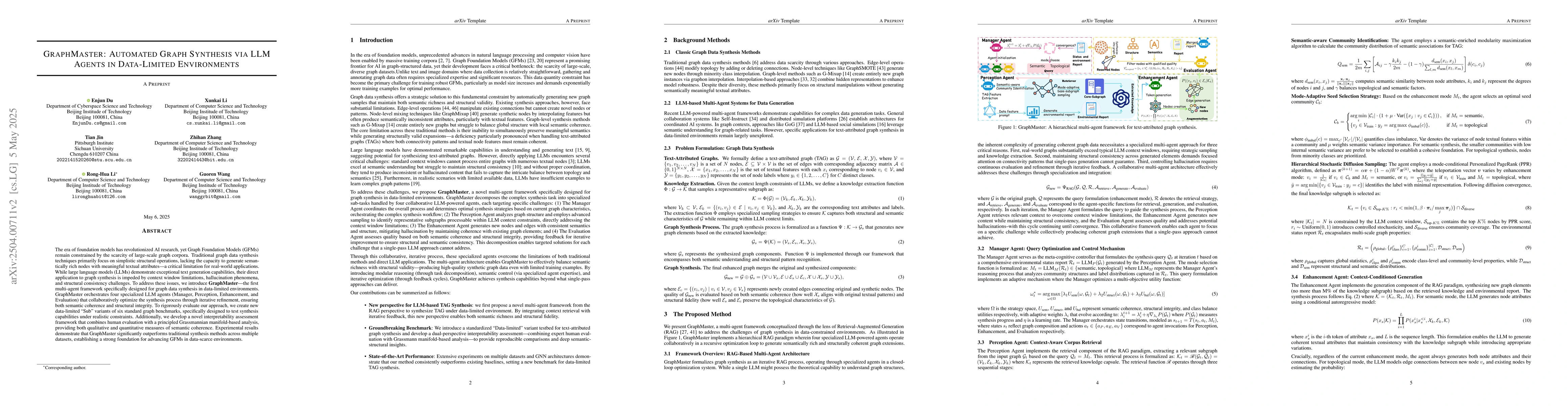 Thumbnail for GraphMaster: Automated Graph Synthesis via LLM Agents in Data-Limited
  Environments
