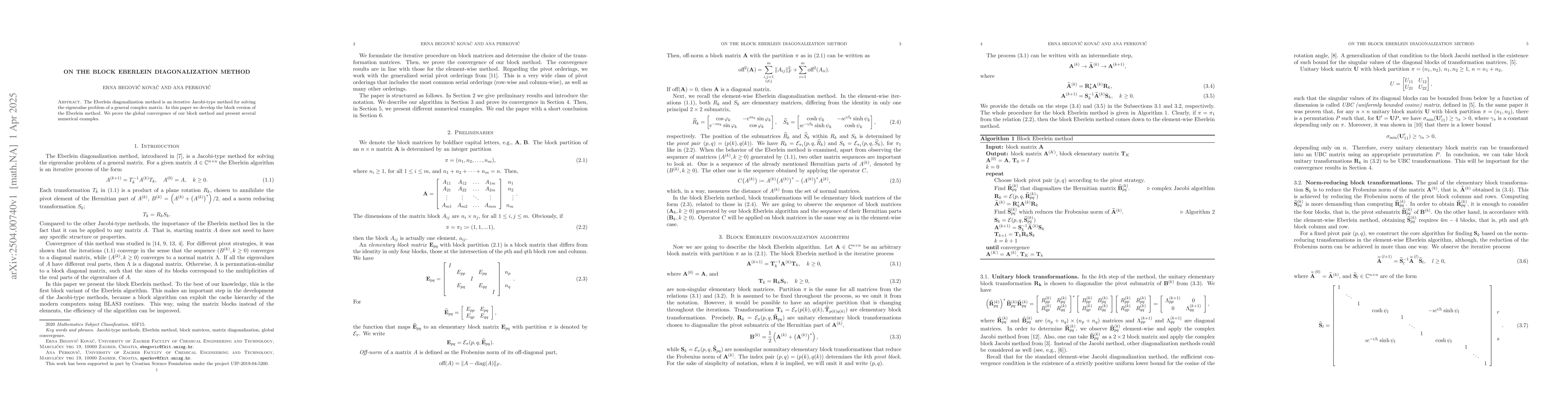 Thumbnail for On the block Eberlein diagonalization method