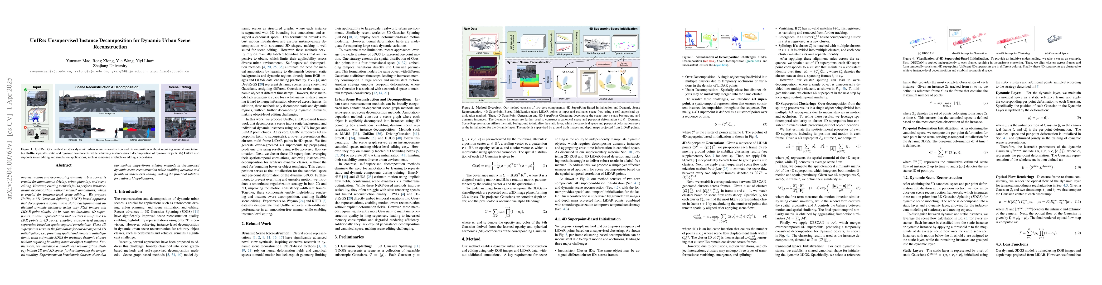 Thumbnail for UnIRe: Unsupervised Instance Decomposition for Dynamic Urban Scene
  Reconstruction