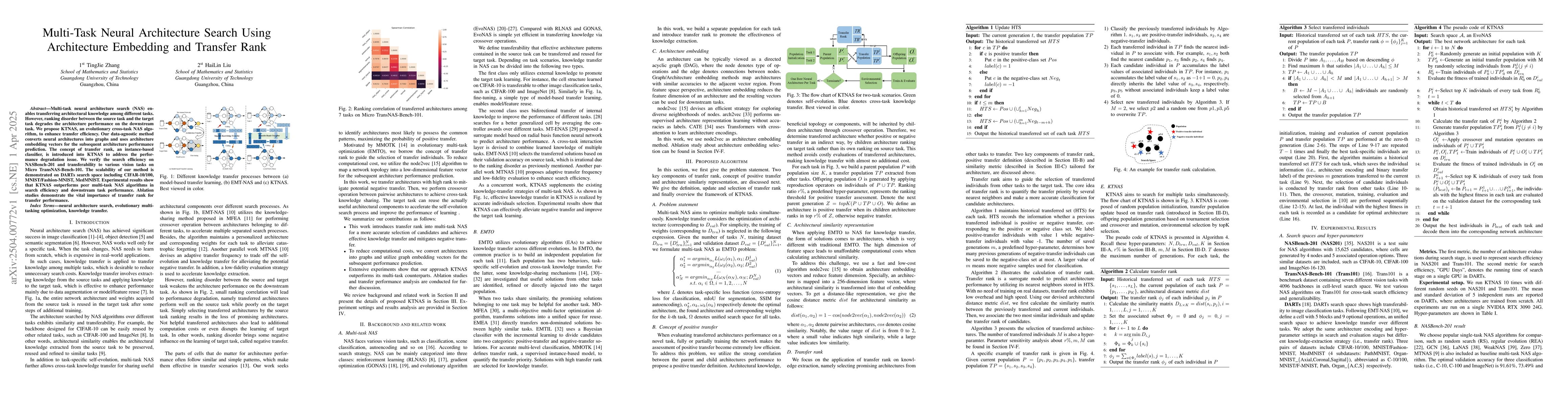 Thumbnail for Multi-Task Neural Architecture Search Using Architecture Embedding and
  Transfer Rank
