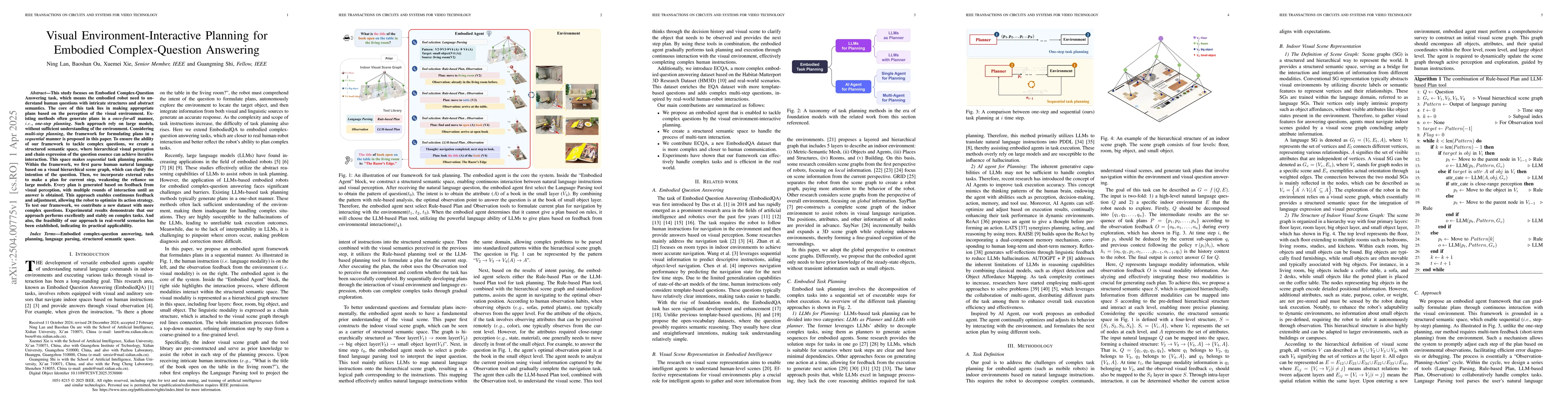 Thumbnail for Visual Environment-Interactive Planning for Embodied Complex-Question
  Answering