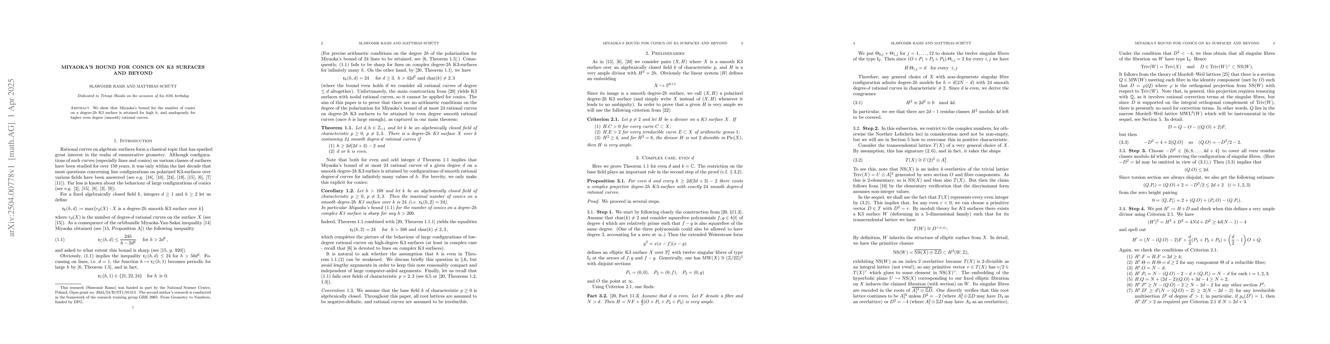 Thumbnail for Miyaoka's bound for conics on K3 surfaces and beyond