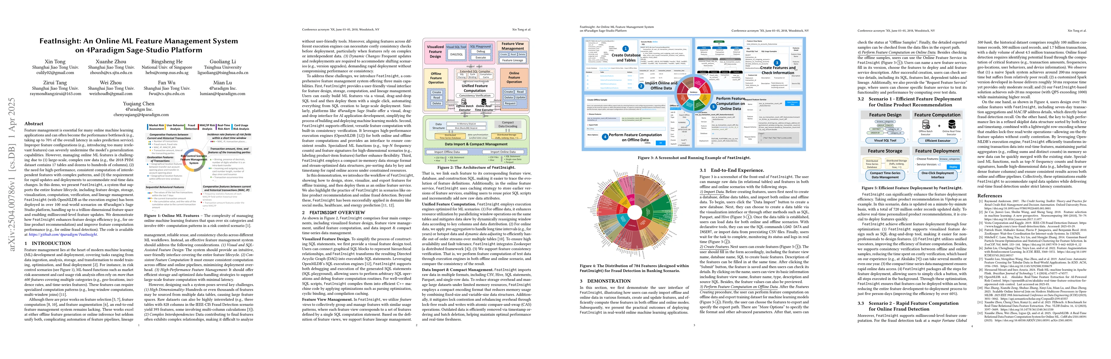 Thumbnail for FeatInsight: An Online ML Feature Management System on 4Paradigm
  Sage-Studio Platform