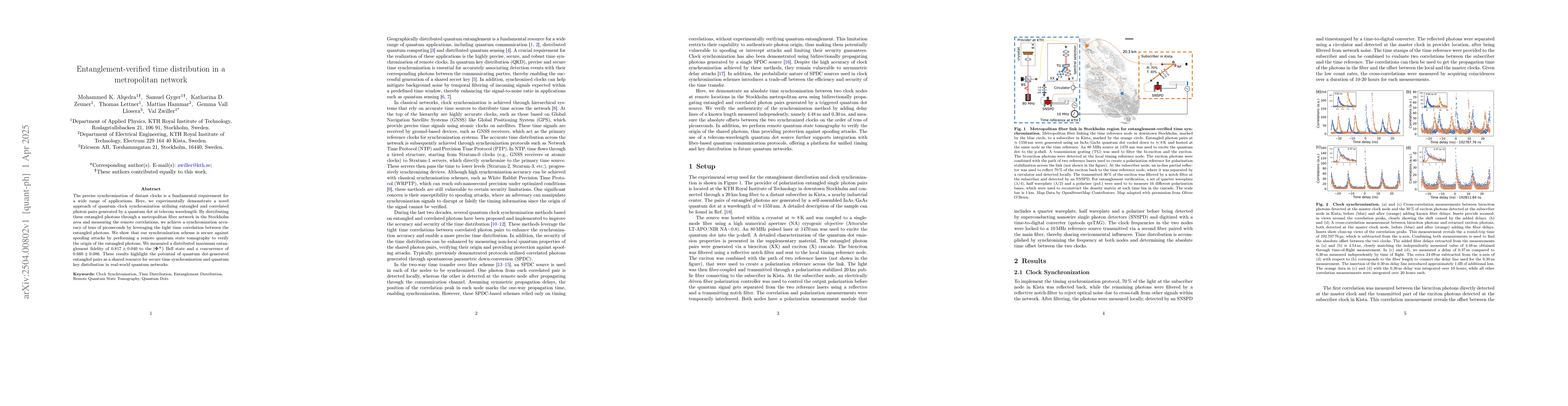 Thumbnail for Entanglement-verified time distribution in a metropolitan network