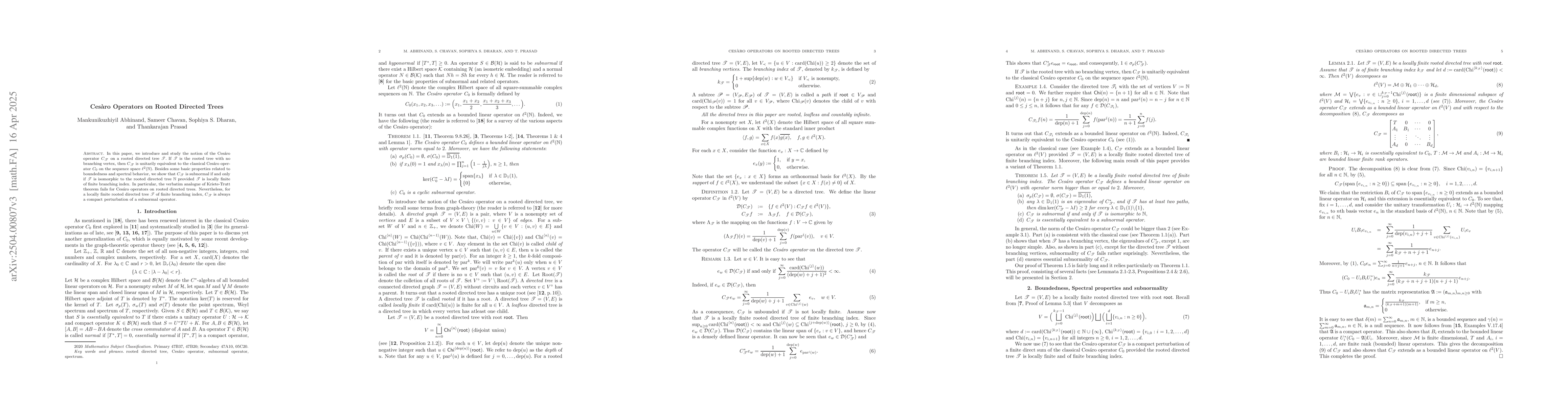 Thumbnail for Cesàro Operators on Rooted Directed Trees