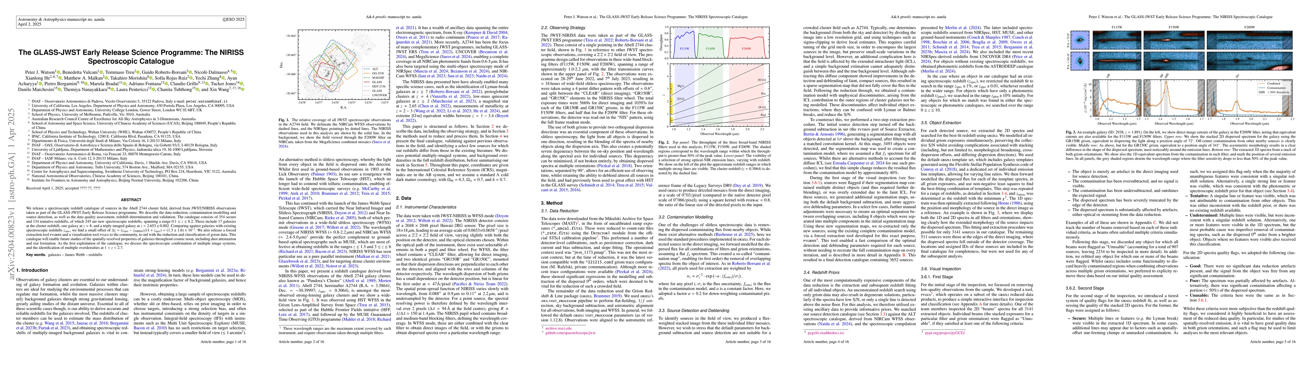 Thumbnail for The GLASS-JWST Early Release Science Programme: The NIRISS Spectroscopic
  Catalogue