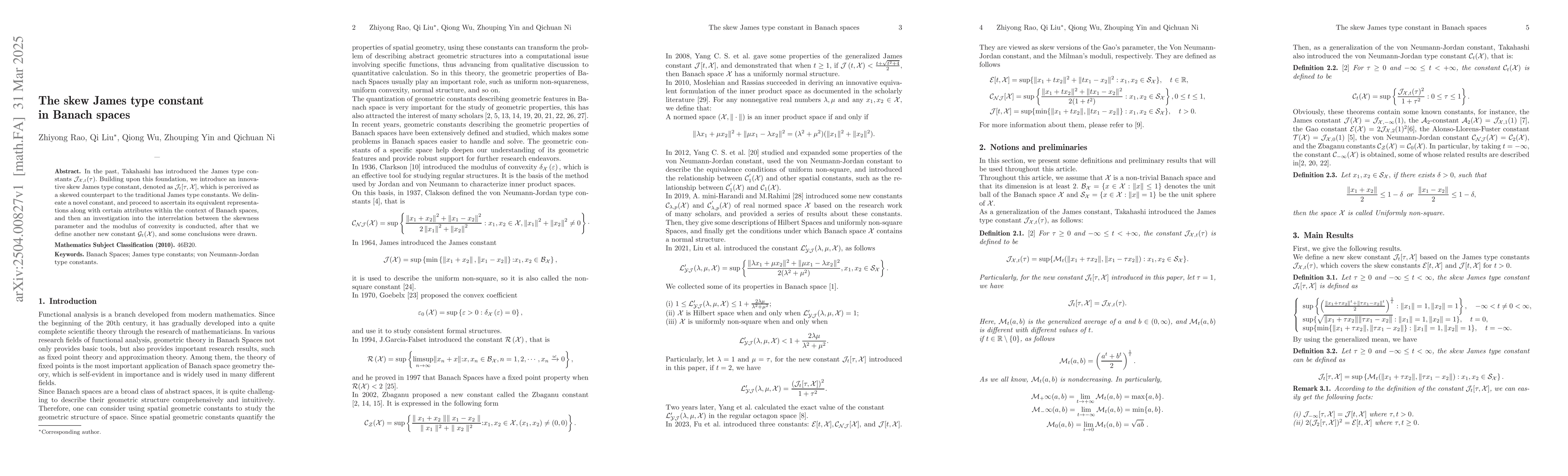Thumbnail for The skew James type constant in Banach spaces