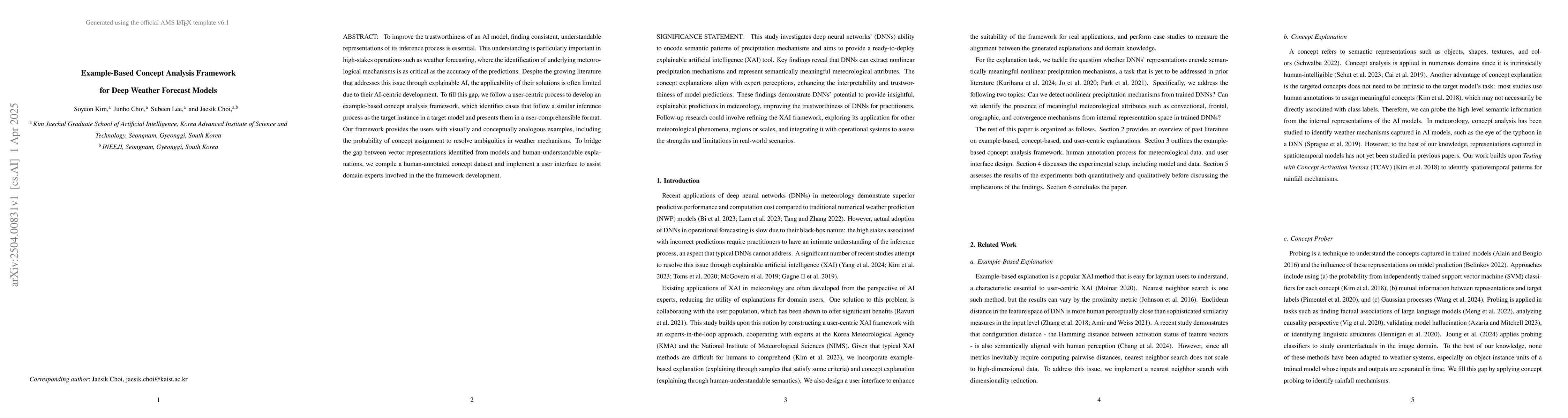Thumbnail for Example-Based Concept Analysis Framework for Deep Weather Forecast
  Models