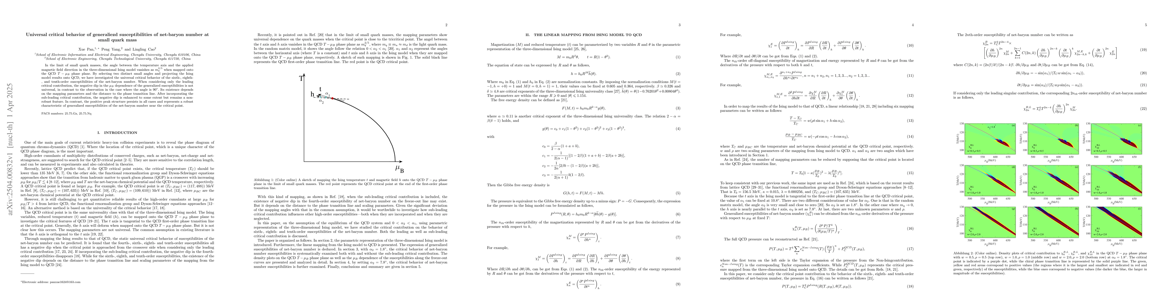 Thumbnail for Universal critical behavior of generaliezd susceptibilities of
  net-baryon number at small quark mass