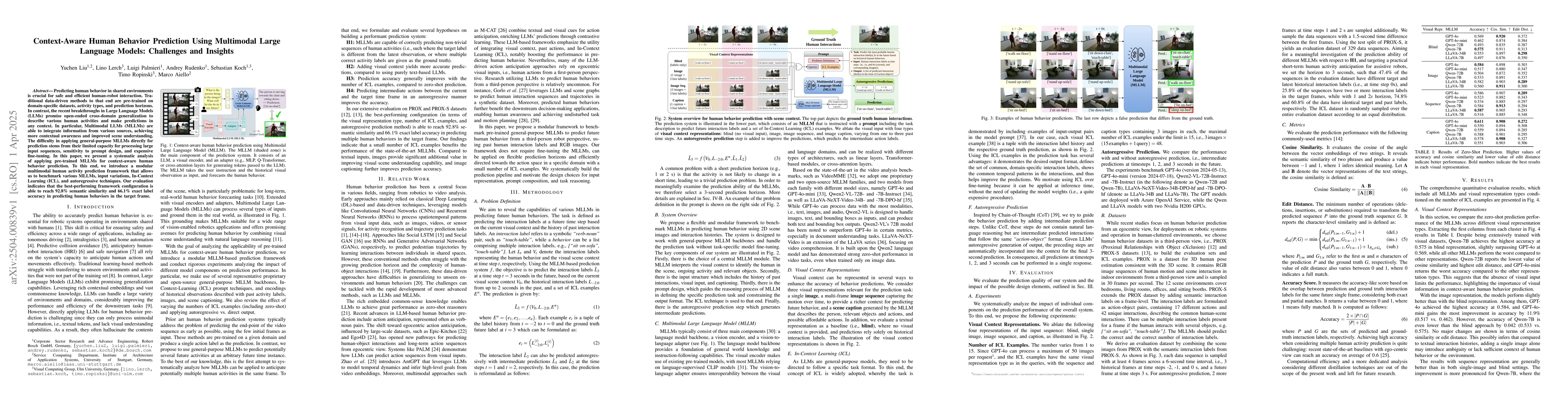 Thumbnail for Context-Aware Human Behavior Prediction Using Multimodal Large Language
  Models: Challenges and Insights