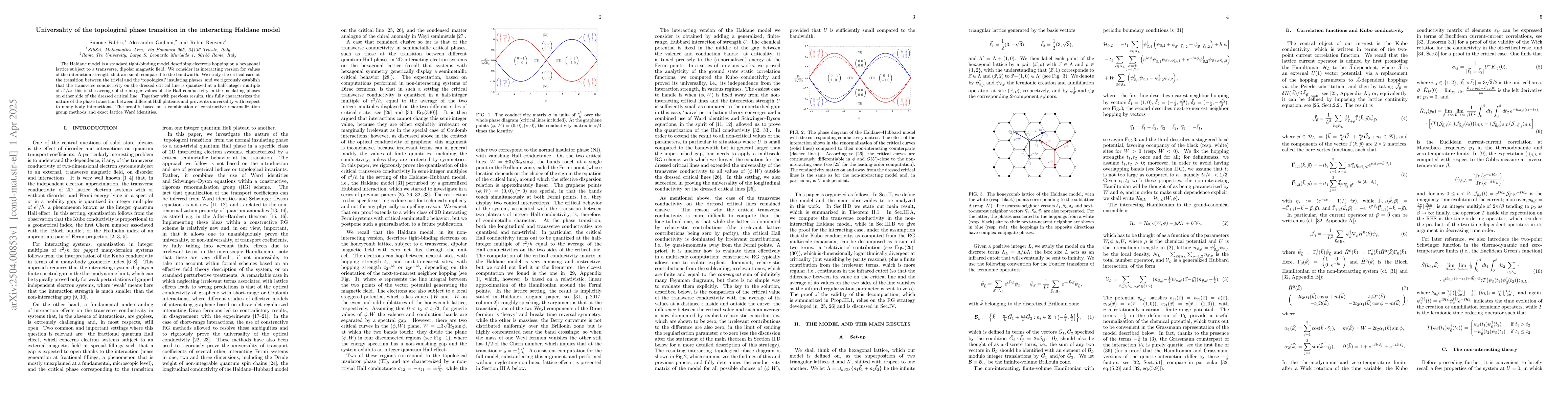 Thumbnail for Universality of the topological phase transition in the interacting
  Haldane model