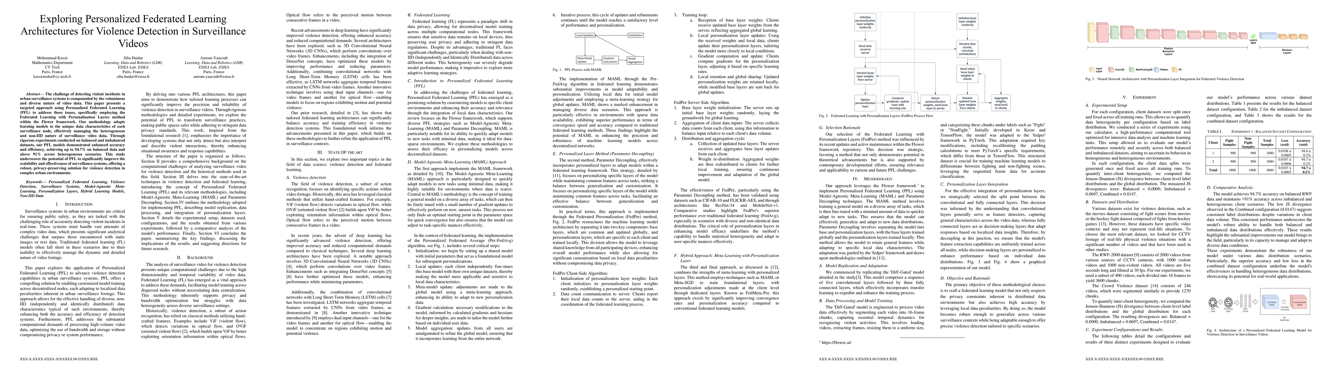 Thumbnail for Exploring Personalized Federated Learning Architectures for Violence
  Detection in Surveillance Videos