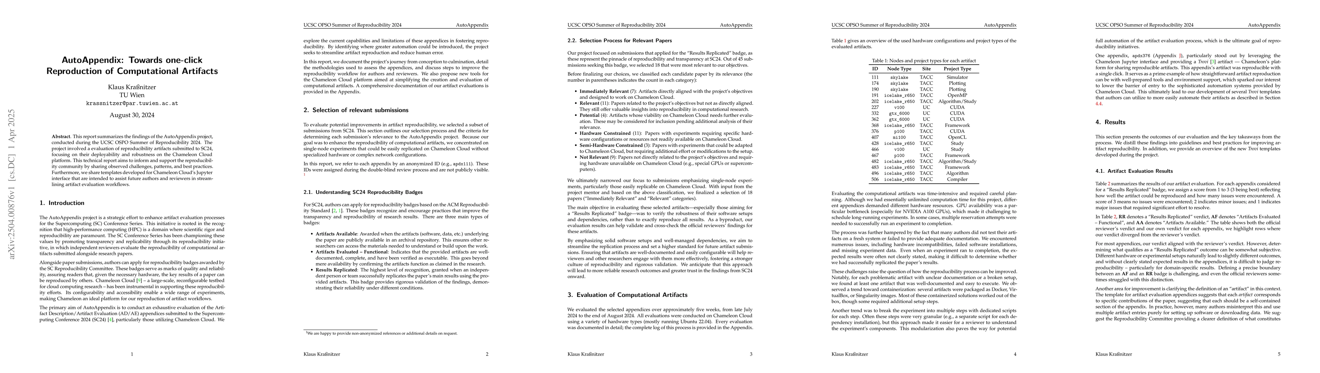 Thumbnail for AutoAppendix: Towards one-click Reproduction of Computational Artifacts