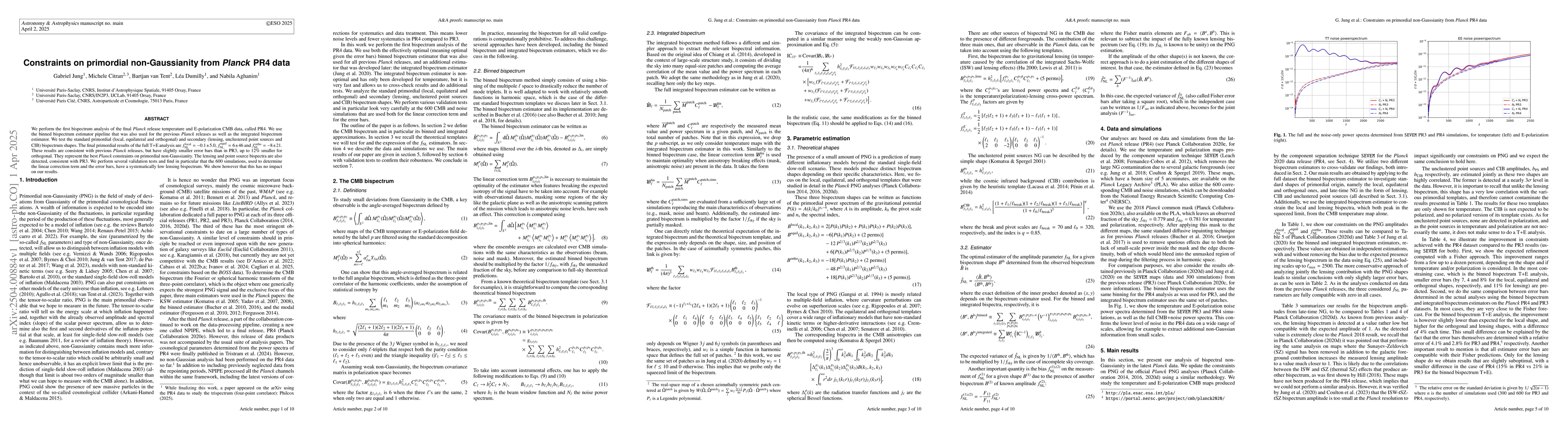 Thumbnail for Constraints on primordial non-Gaussianity from Planck PR4 data
