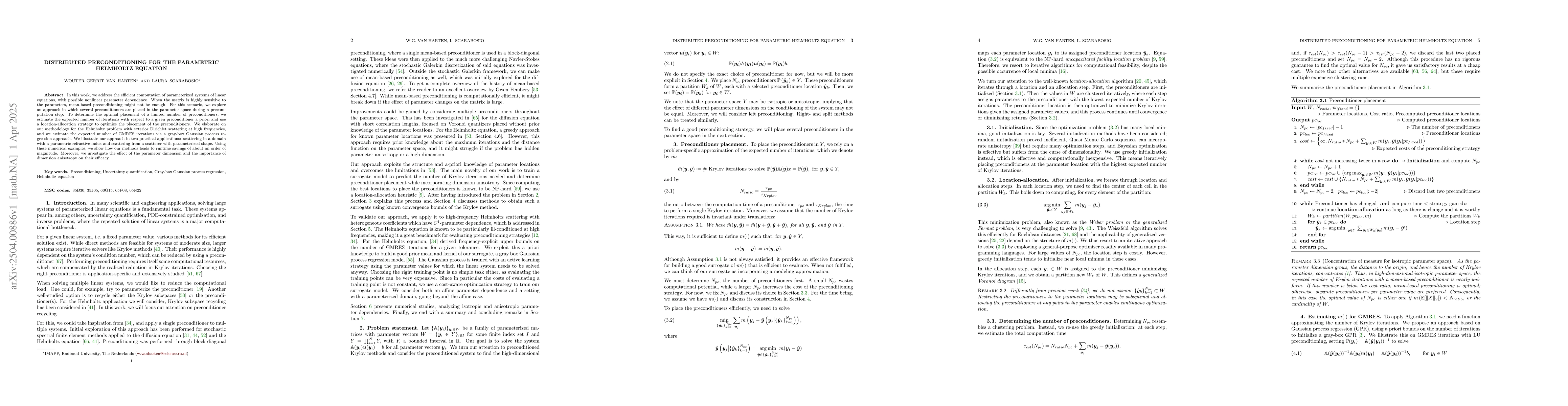 Thumbnail for Distributed preconditioning for the parametric Helmholtz equation