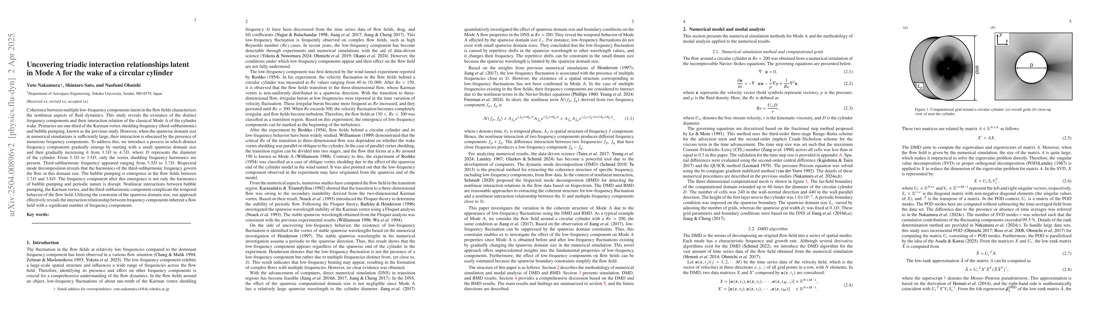 Thumbnail for Uncovering triadic interaction relationships latent in Mode A behind a
  circular cylinder