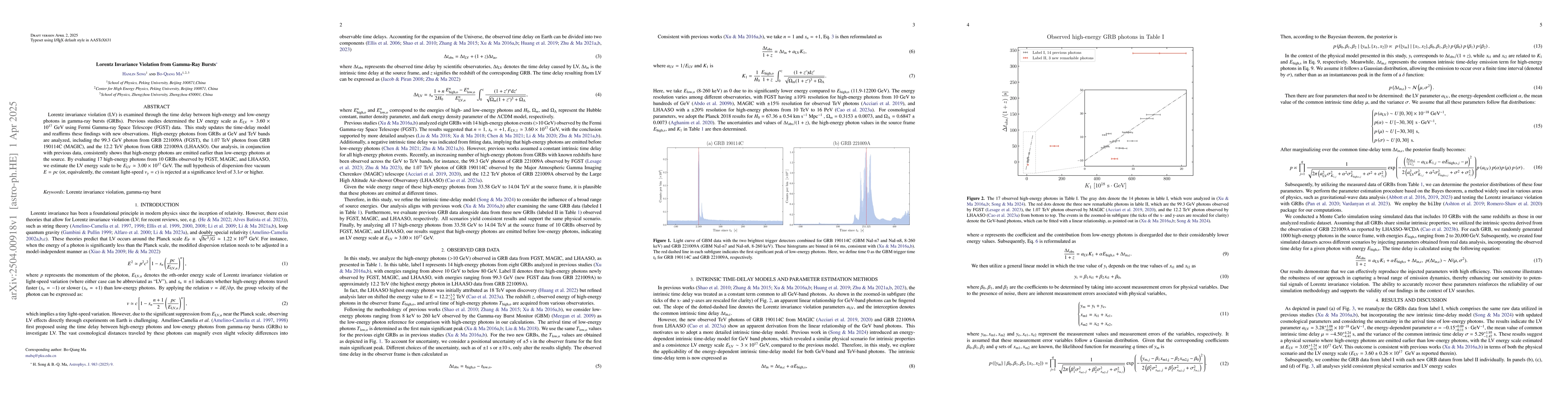 Thumbnail for Lorentz Invariance Violation from Gamma-Ray Bursts