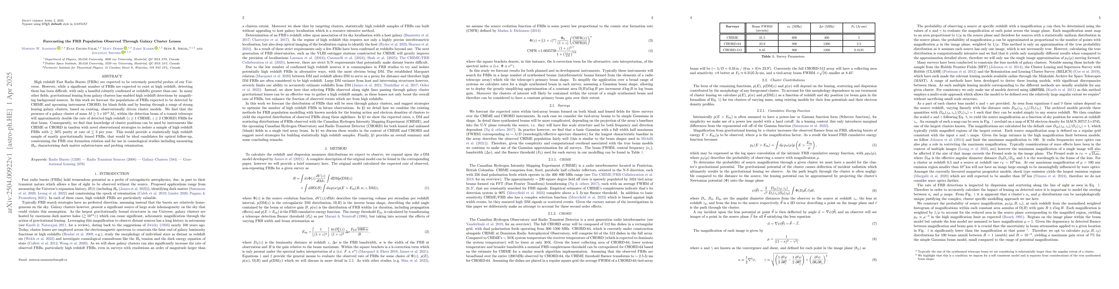 Thumbnail for Forecasting the FRB Population Observed Through Galaxy Cluster Lenses