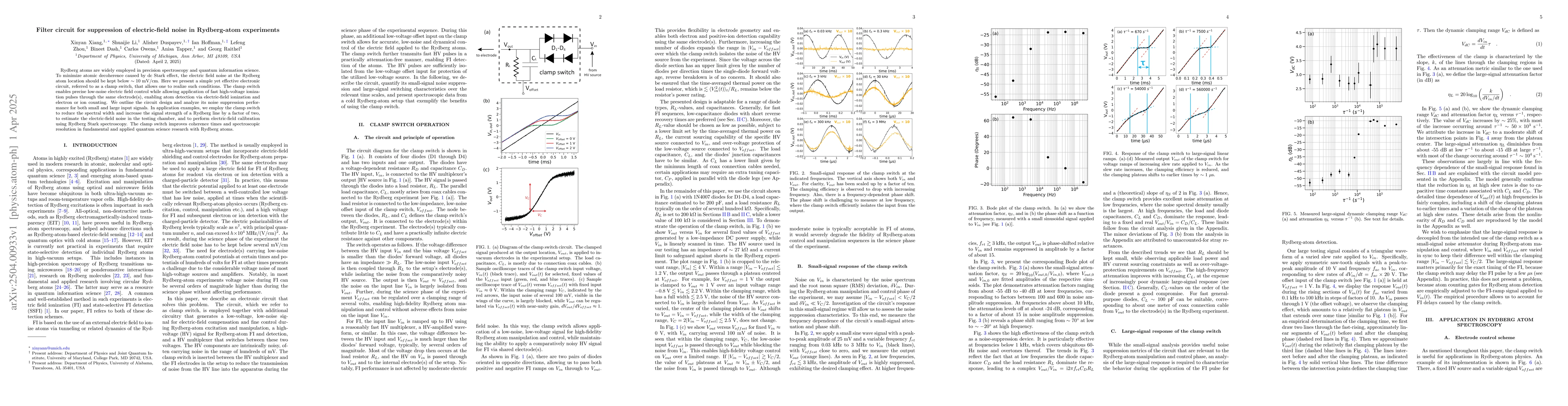 Thumbnail for Filter circuit for suppression of electric-field noise in Rydberg-atom
  experiments