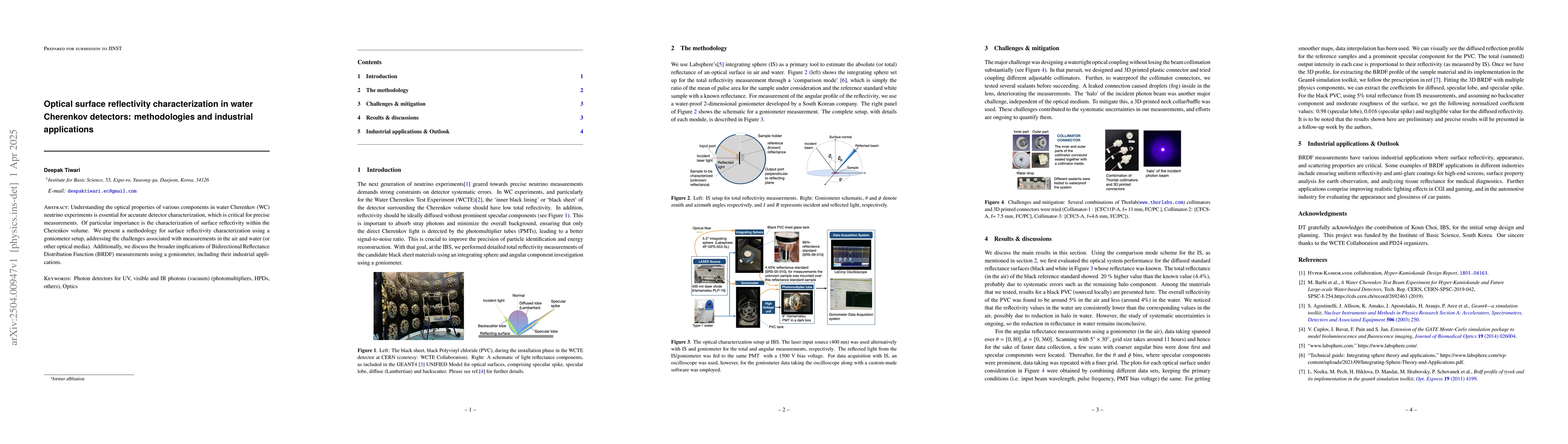 Thumbnail for Optical surface reflectivity characterization in water Cherenkov
  detectors: methodologies and industrial applications