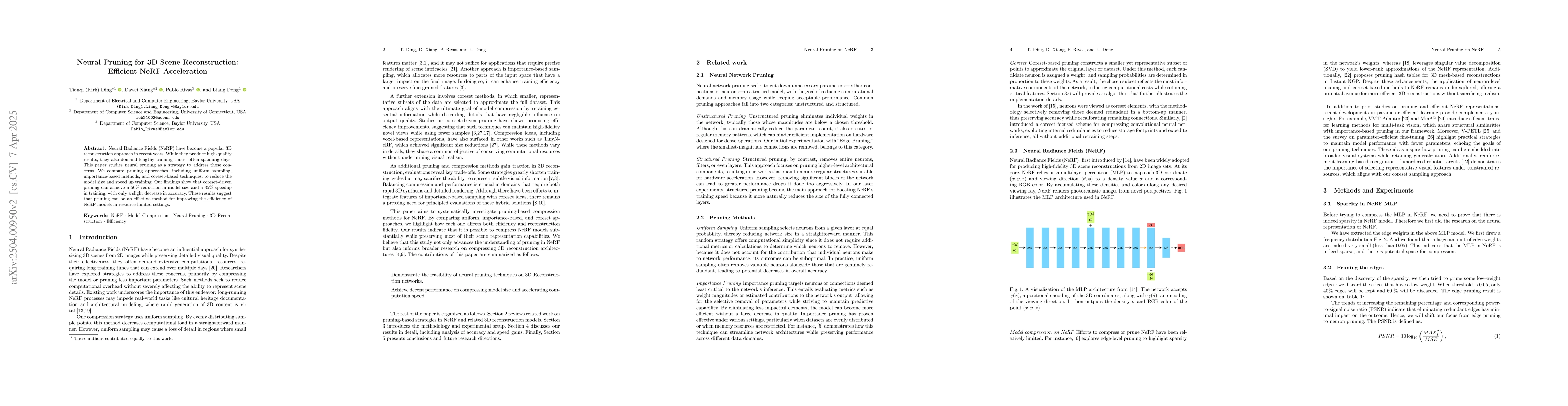 Thumbnail for Neural Pruning for 3D Scene Reconstruction: Efficient NeRF Acceleration
