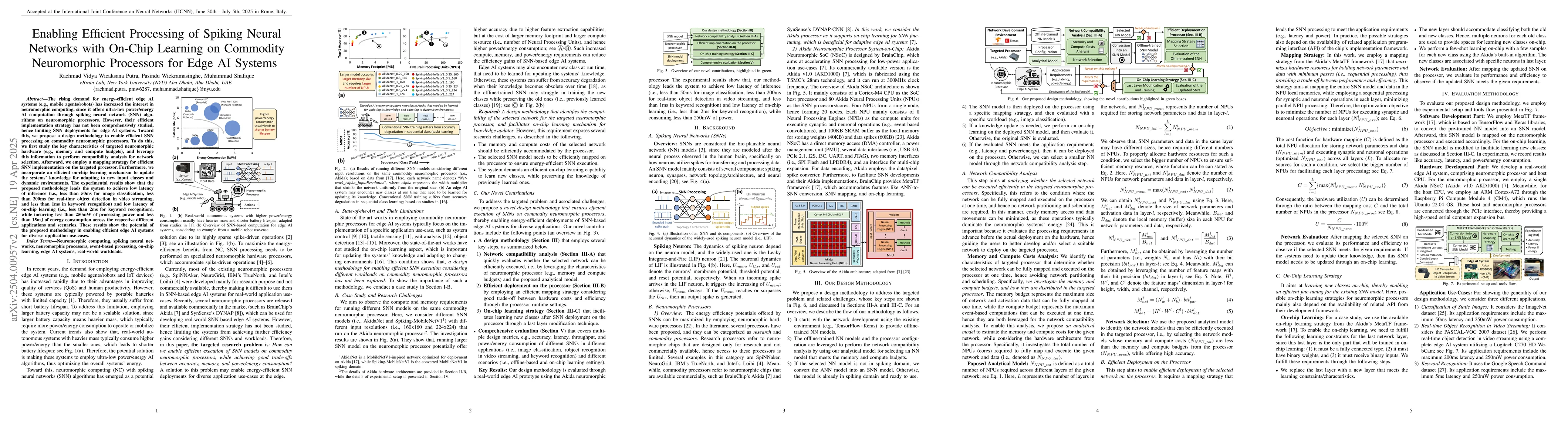Thumbnail for Enabling Efficient Processing of Spiking Neural Networks with On-Chip
  Learning on Commodity Neuromorphic Processors for Edge AI Systems