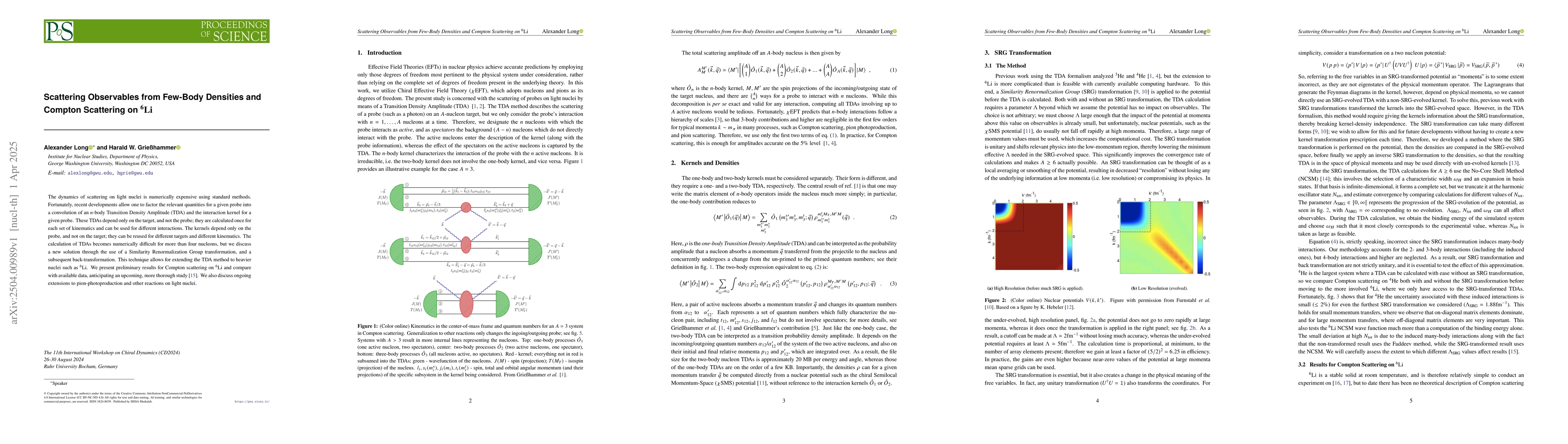 Thumbnail for Scattering Observables from Few-Body Densities and Compton Scattering on
  6Li