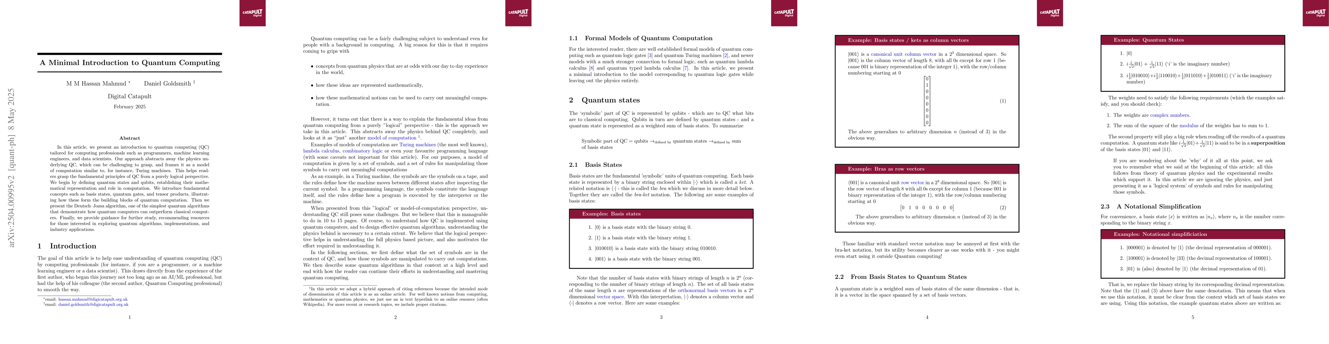 Thumbnail for A minimal Introduction to Quantum Computing
