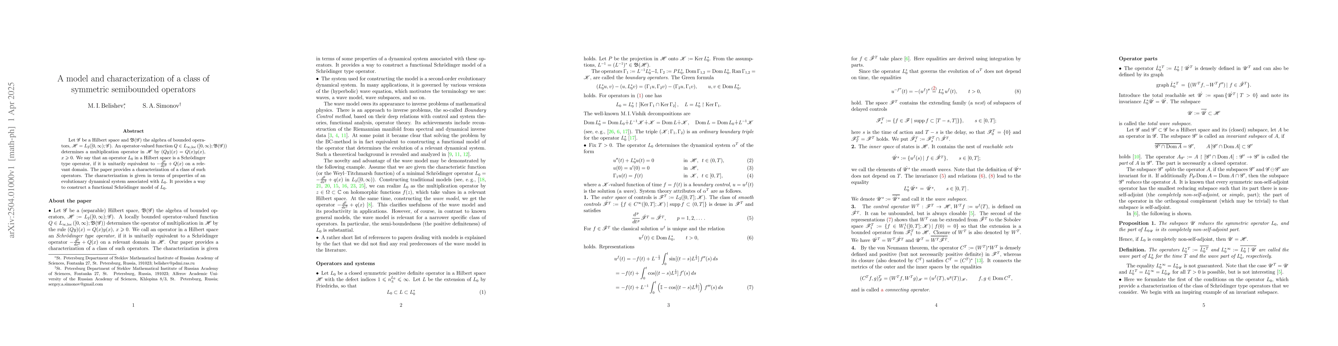 Thumbnail for A model and characterization of a class of symmetric semibounded
  operators
