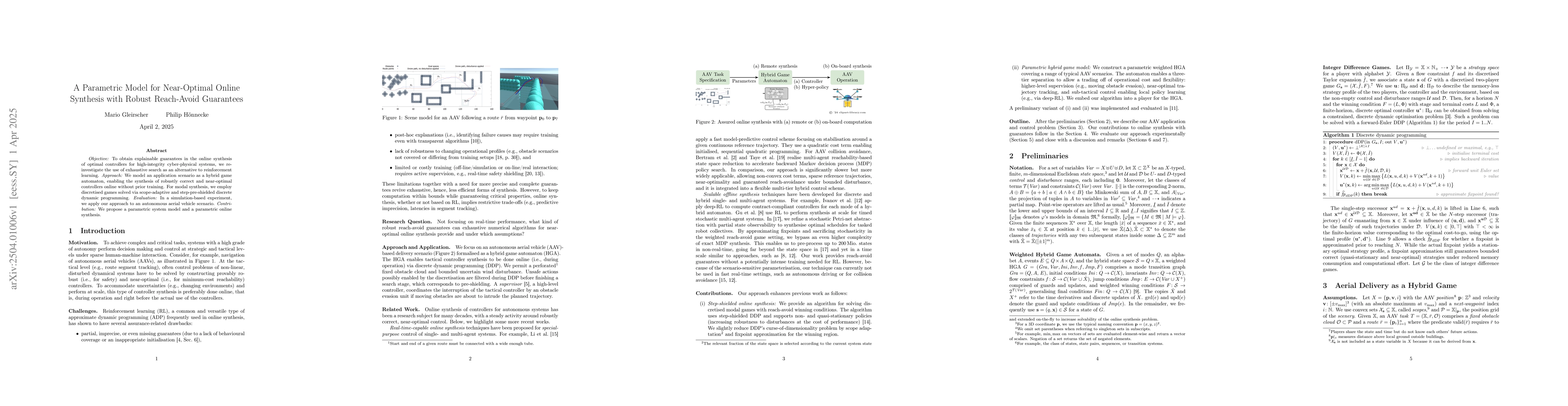 Thumbnail for A Parametric Model for Near-Optimal Online Synthesis with Robust
  Reach-Avoid Guarantees