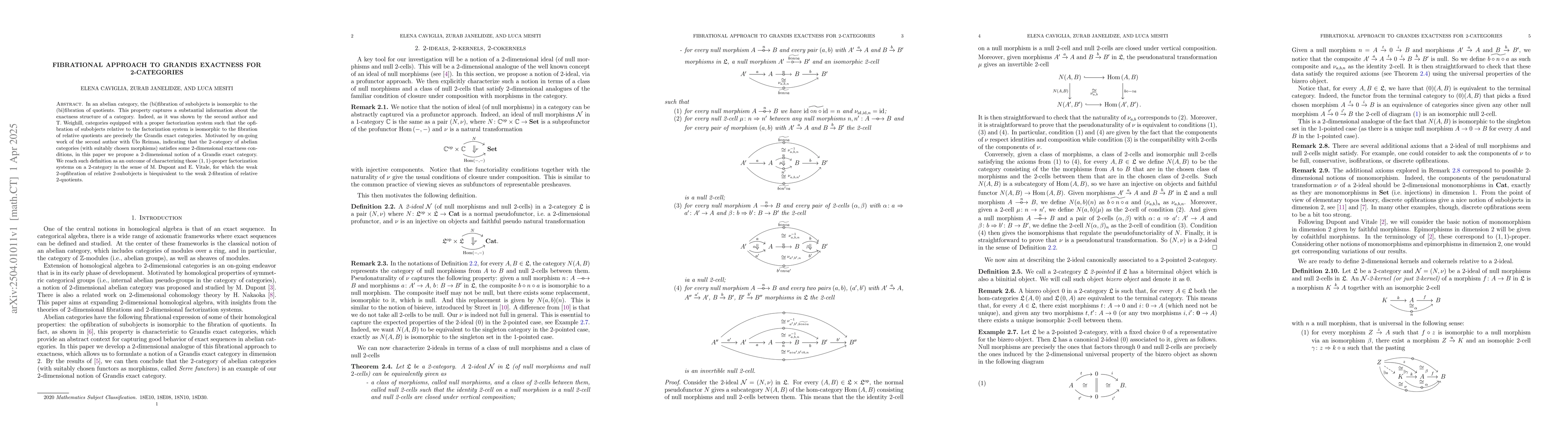 Thumbnail for Fibrational approach to Grandis exactness for 2-categories
