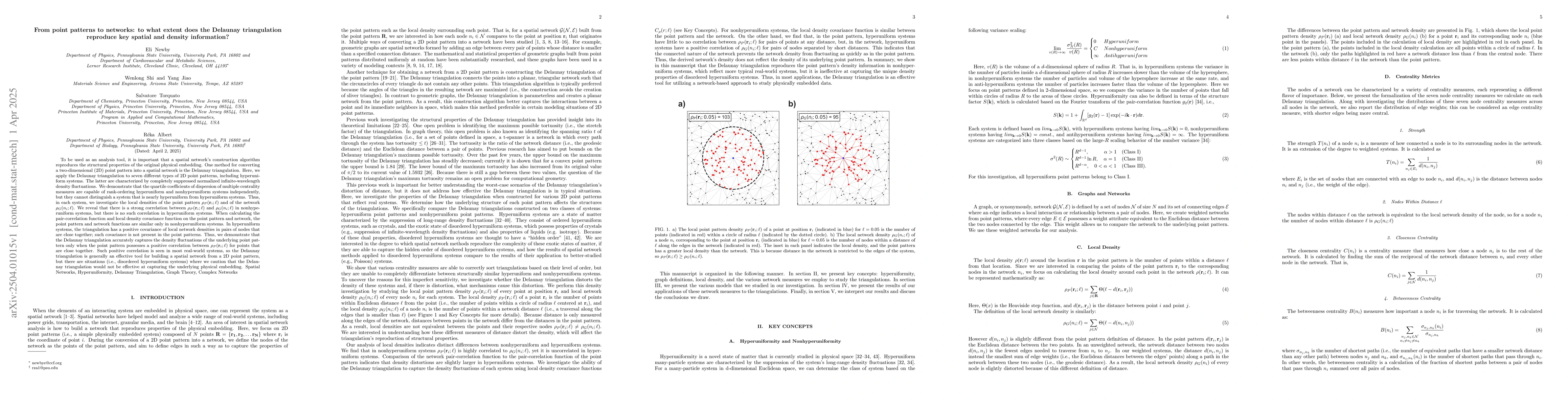 Thumbnail for From point patterns to networks: to what extent does the Delaunay
  triangulation reproduce key spatial and density information?