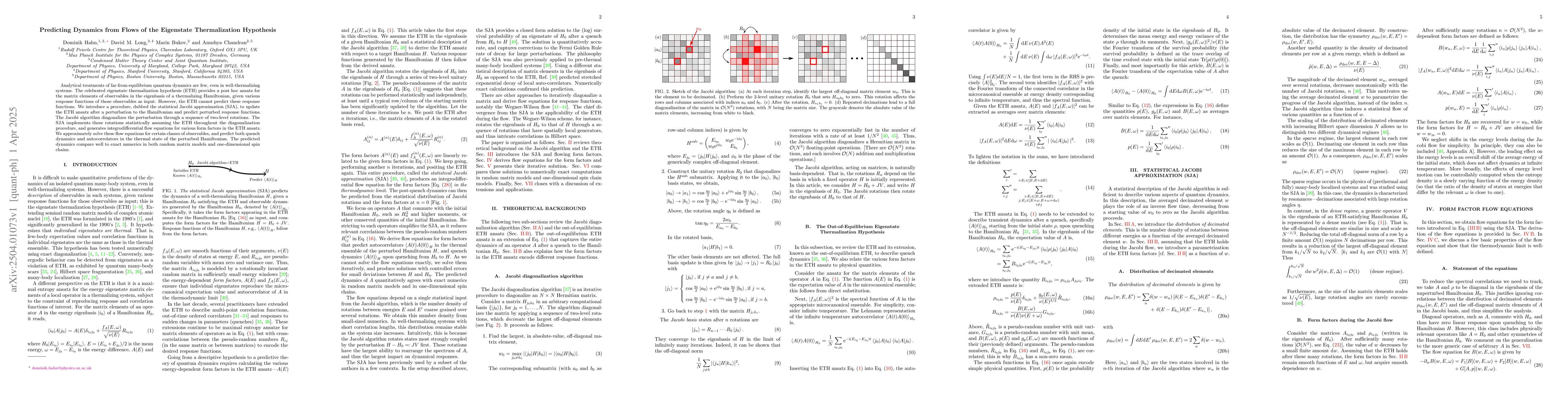 Thumbnail for Predicting Dynamics from Flows of the Eigenstate Thermalization
  Hypothesis