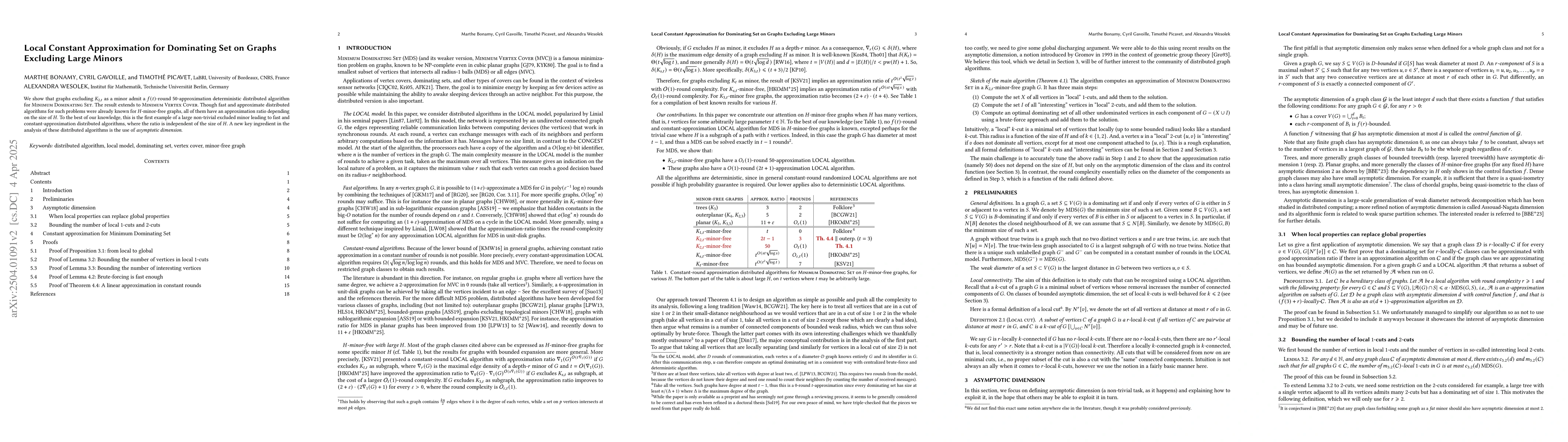 Thumbnail for Local Constant Approximation for Dominating Set on Graphs Excluding
  Large Minors