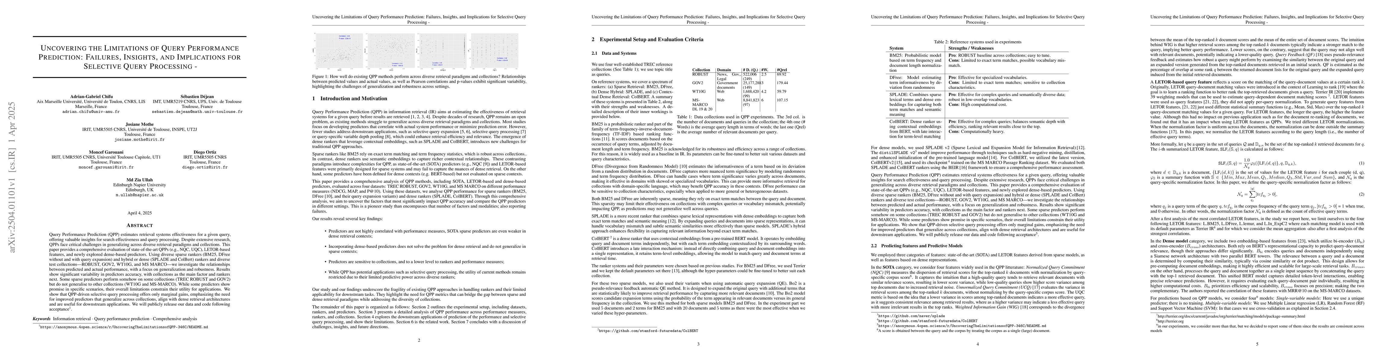 Thumbnail for Uncovering the Limitations of Query Performance Prediction: Failures,
  Insights, and Implications for Selective Query Processing