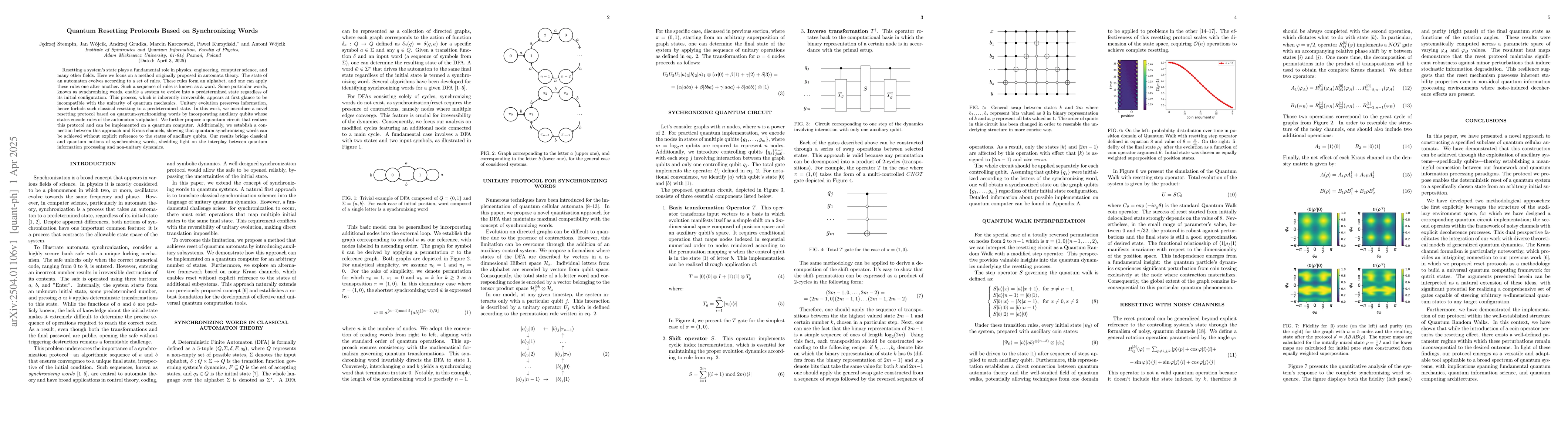 Thumbnail for Quantum Resetting Protocols Based on Synchronizing Words