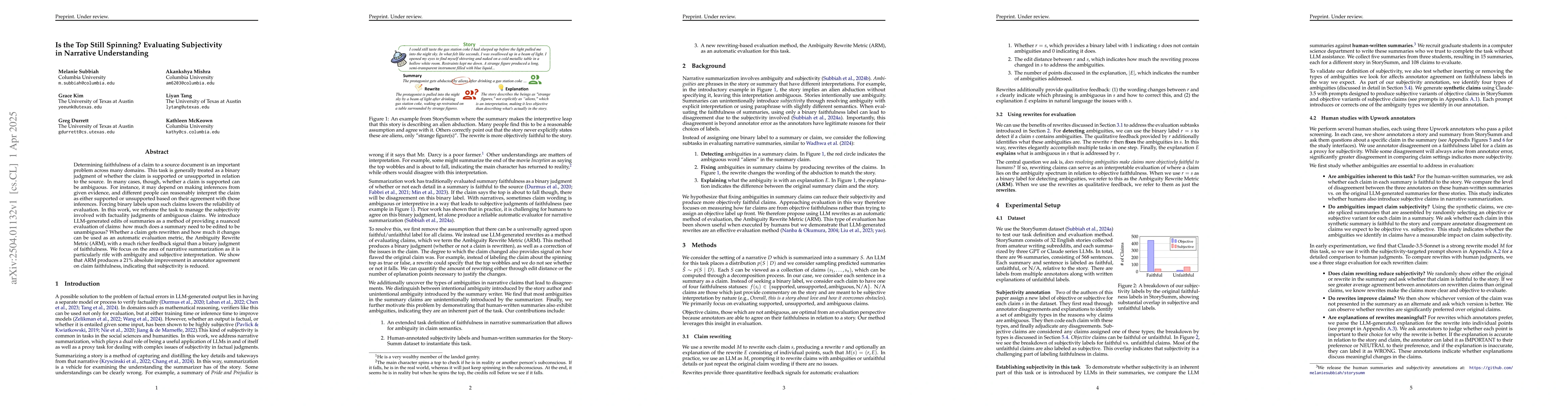 Thumbnail for Is the Top Still Spinning? Evaluating Subjectivity in Narrative
  Understanding